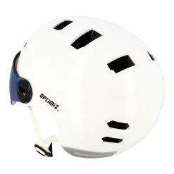 Casque Visière Clignotant Et Bluetooth Optimiz 390 -VTT Soldes Magasin casque avec visiere retractable blanc brillant optimiz