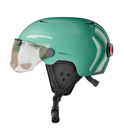 Cosmo Connected Casque Vélo Urbain Avec Feu Intégré -VTT Soldes Magasin casque feux integres velo clignotant cosmo fusion premium vert sauge