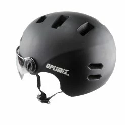 Casque Vélo Urbain à Visière (écran Fumé) 0380 Optimiz -VTT Soldes Magasin casque velo urbain visiere lunette noir optimiz