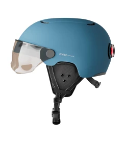 Cosmo Connected Casque Vélo Urbain Avec Feu Intégré -VTT Soldes Magasin casque velo visiere avec lumiere cosmo fusion premium bleu