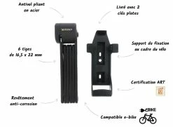 Antivol Pliant Vélo à Clés Michelin -VTT Soldes Magasin fonctionnement antivol pliant velo michelin
