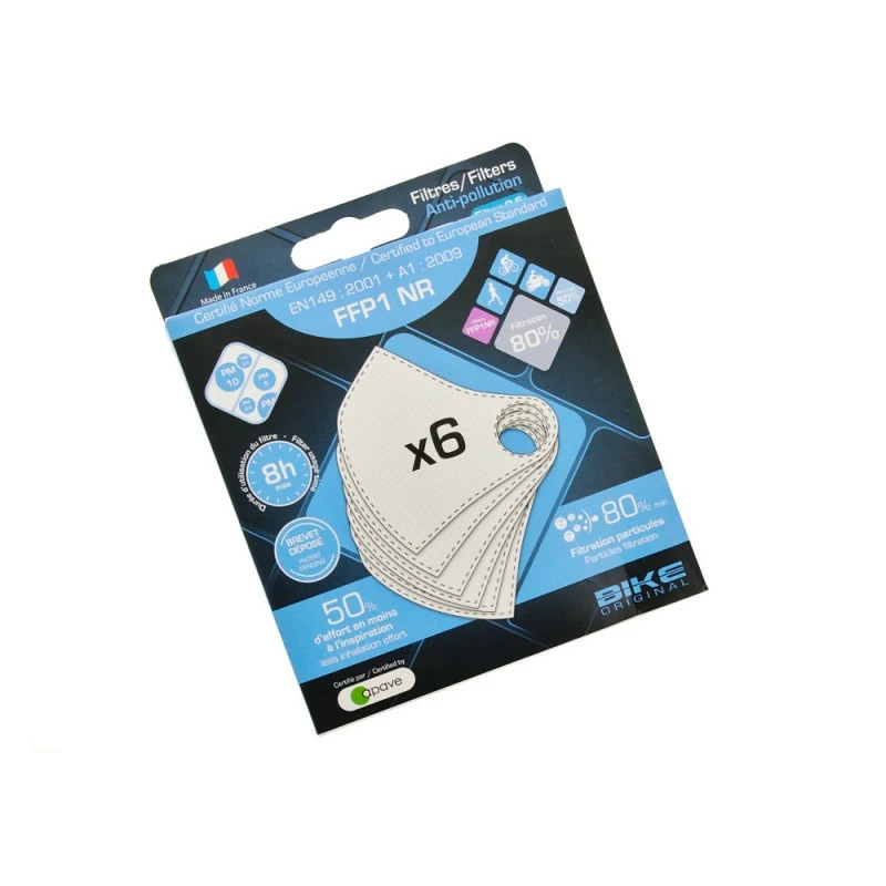 BIKE ORIGINAL Recharge 6 Filtres Pour Masque Anti Pollution 3 BIKE ORIGINAL Recharge 6 Filtres Pour Masque Anti Pollution